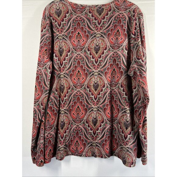 Talbots Women's Top Size 1X Colorful Paisley 100% Pima Cotton Long Sleeves - Picture 3 of 6